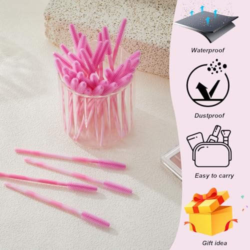 Silicone Mascara Wands - 50 Pack Dual-Color Spoolies for Lash Extensions