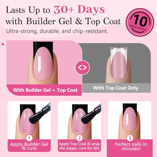 QIEK 150Pcs Deep Pink & Black French Tip Press-On Nails - Short Square