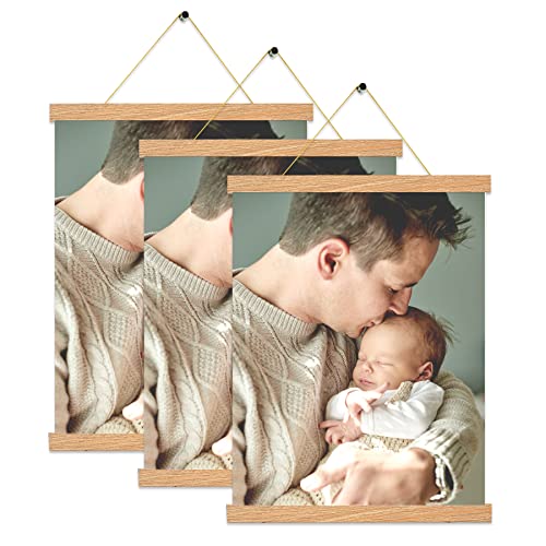 16-Inch Magnetic Poster Hanger Frame - Pine Color, 3 Pack