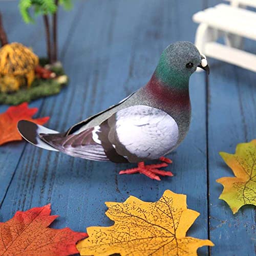 2 Pcs Artificial Grey Pigeon Decor for Home & Party