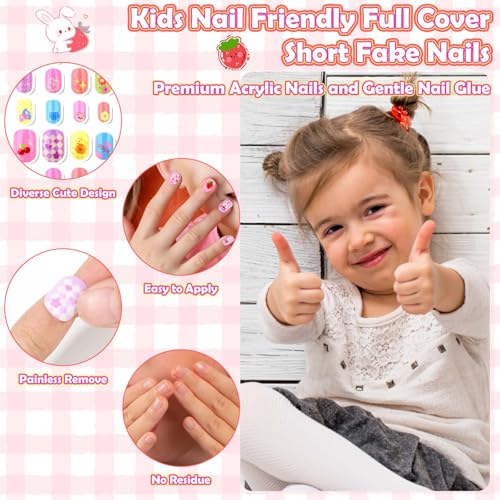 288-Piece Kids Press-On Fake Nails Set for Girls, Ages 8-12