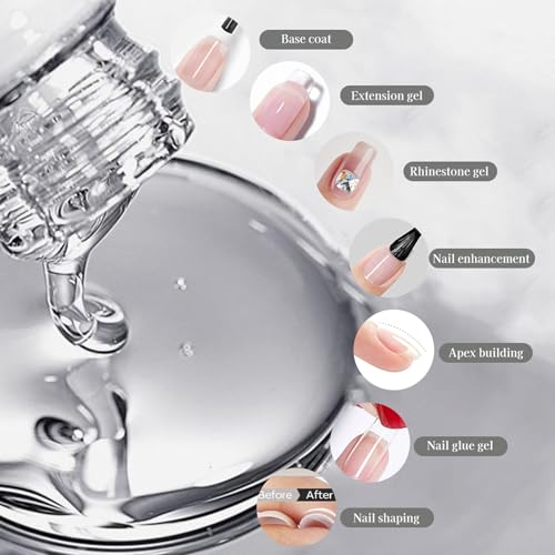 Creaglam 7-in-1 Builder Gel for Nails - Clear Hard Gel 15ml