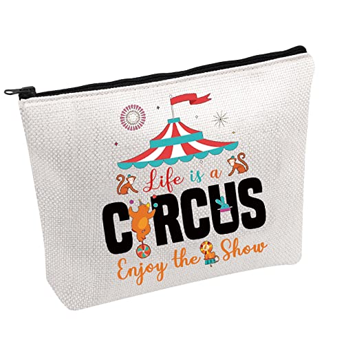 Circus Theme Makeup Bag, Durable Canvas Travel Organizer Pouch