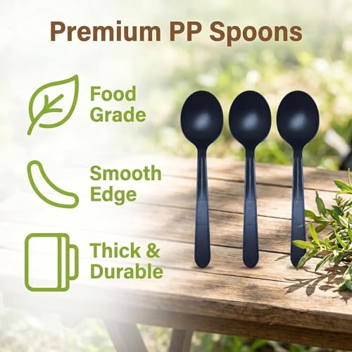 Heavy Duty Recyclable Spoons - 100 Pack, Individually Wrapped Utensils for Parties & Catering