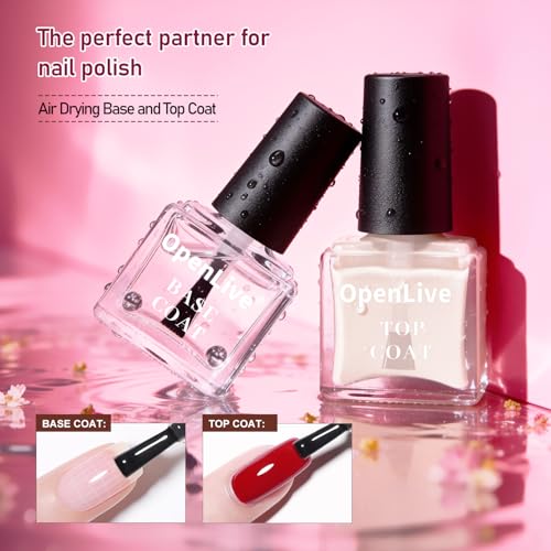 OpenLive Jelly Nail Polish Set - 12 Colors 5ML with Base & Top Coat - No Lamp Needed
