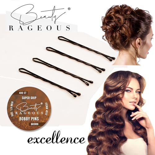 Super Grip Bobby Pins - 1.9 Inch Brown - 400 Count for All Hair Types