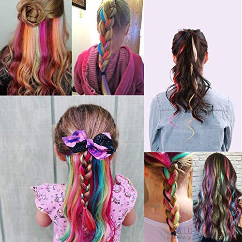 24Pcs 22-Inch Colorful Clip-In Hair Extensions, Heat-Resistant Rainbow