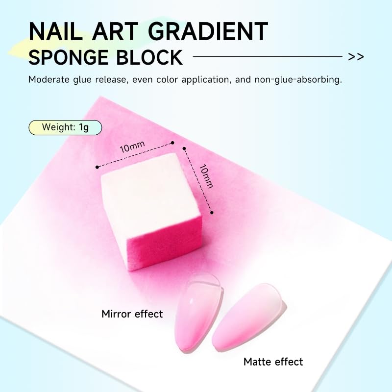 100 Pcs Nail Sponges Set for Ombre Gel with Grabbing Pen & Storage Box