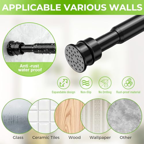HAOYUNTE Adjustable No-Drill Tension Curtain Rods 28-48 Inch - 2 Pack