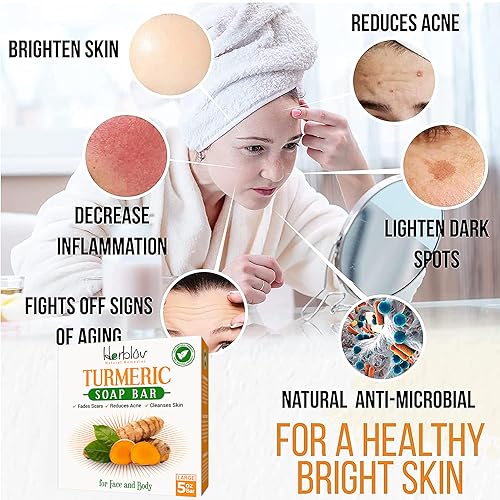 Herblov Natural Turmeric Soap Bar - Brightening Face & Body Wash