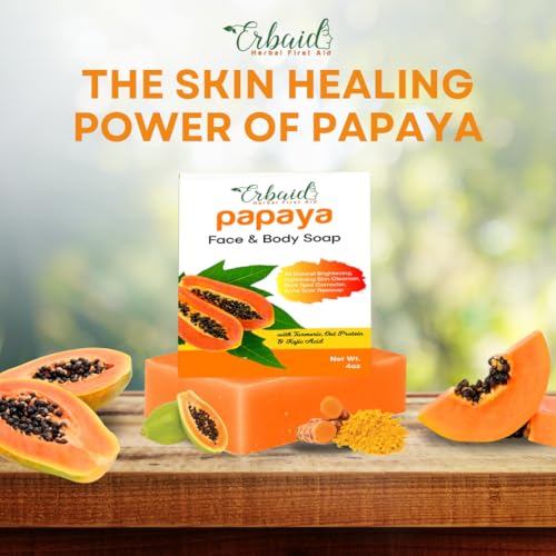 Papaya & Turmeric Skin Brightening Soap Bar for Face & Body - Reduce Dark Spots & Acne