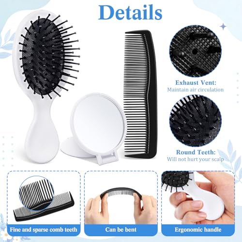 36-Piece Mini Hair Brush, Comb, and Compact Mirror Set - Travel Gift Kit