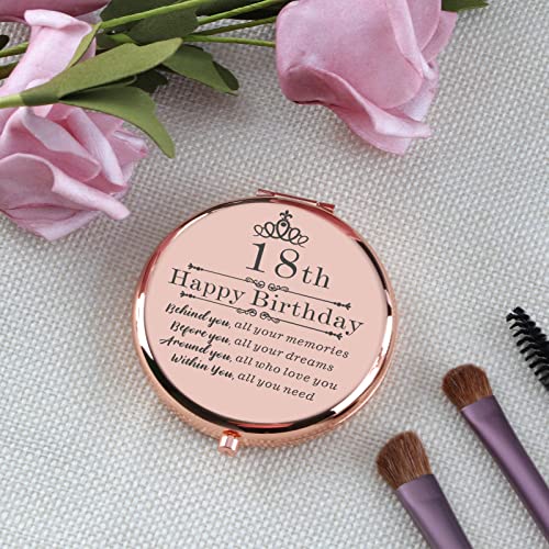 18th Birthday Gift for Girls - Rose Gold Compact Makeup Mirror