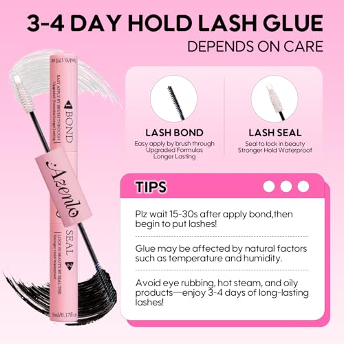 Azenlo Lash Extensions 40D+60D Cluster 240pcs DIY Wispy Lash Clusters 10-16mm Eyelash Clusters for Beginners At Home Individual Thin Band Lash Kit (40D+60D Kit)