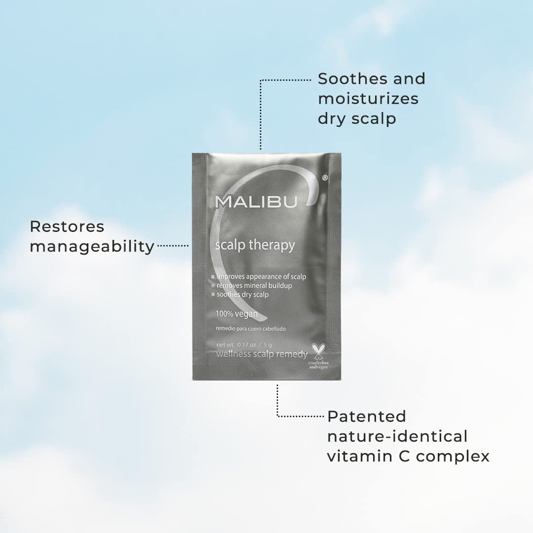Malibu C Scalp Therapy - Dry Scalp Treatment with Vitamin C & Zinc Gluconate | 3 Packets for Soothed, Moisturized Skin