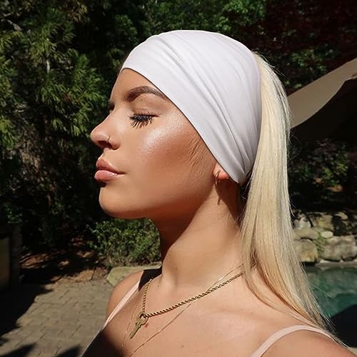 AQOKKA Extra Wide Turban Headbands for Women - 8 Pack Solid Colors