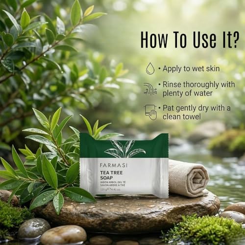 FARMASi Tea Tree Oil Cleansing Bar - Vegan Clarifying Face & Body Soap