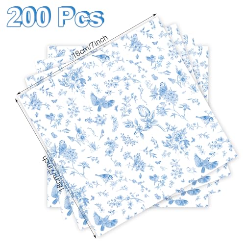 Honeydak 200Pcs Floral Wax Paper Sheets 7x7 Inch for Food & Gifts