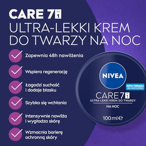 NIVEA Light Night Face Cream 100ml - Hydrating, Non-Greasy, Pro-Vitamin B5