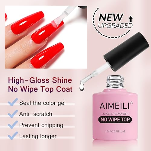 AIMEILI No Wipe Top Coat - HEMA-Free Vegan Gel Nail Polish