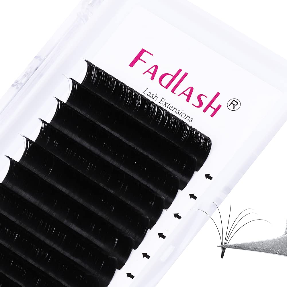 Easy Fan Lash Extensions - D Curl 0.07 Volume Mixed Trays | Soft Individual Lashes 8-14mm