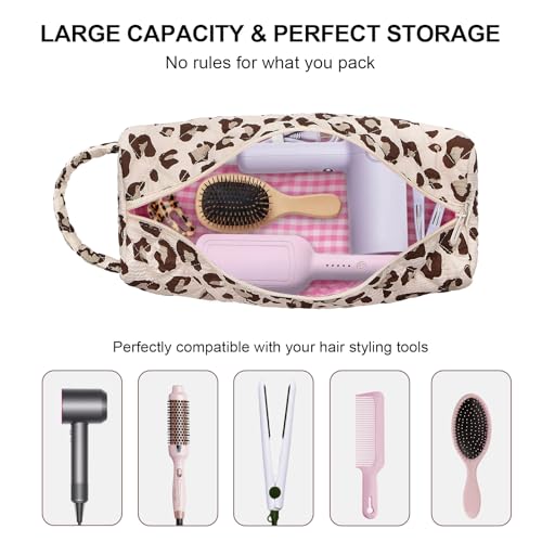 LJCZKA Leopard Print Hair Tools Travel Bag - Large Capacity Organizer