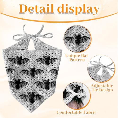 Gullora Bat Variation Gothic Crochet Bandana for Women – Handmade Triangle Knit Head Scarf