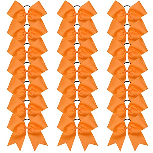 Oaoleer 21PCS Jumbo 8" Orange Cheer Bows for Girls - Ponytail Holders