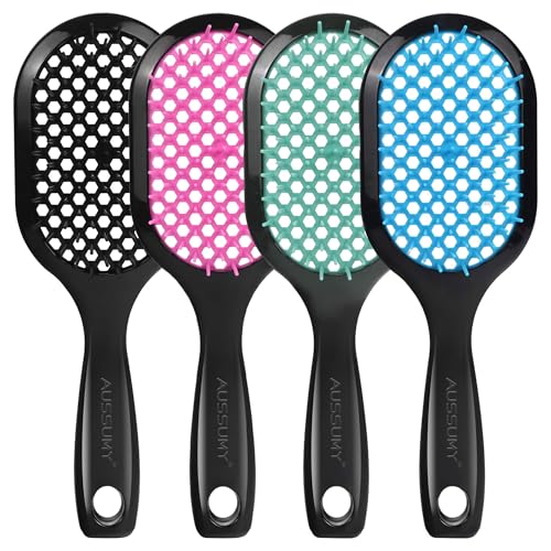 Aussumy 4-Pack Vented Detangling Hair Brush for Wet and Dry Hair