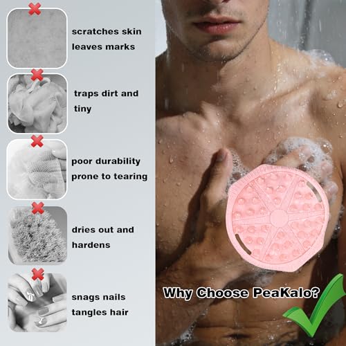 PeaKalo Dual-Sided Silicone Body Scrubber for Gentle Exfoliation