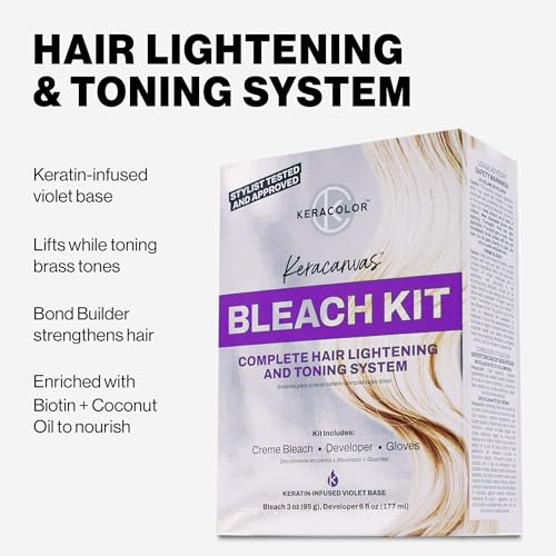 Keracolor Keracanvas Hair Bleach Kit, Complete Hair Lightening & Toning System, Lifts Up to 8 Levels, Neutralizes Brassiness