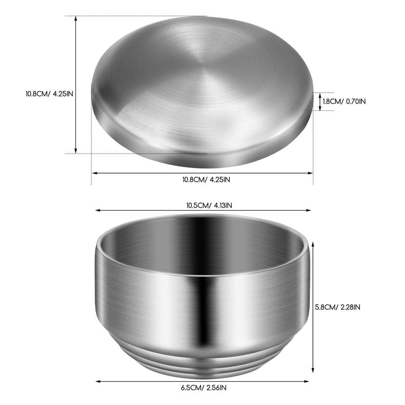 DEARMAMY Stainless Steel Shaving Bowl with Lid, Double Layer Heat Insulation Soap Mug, Mirror Polished Lathering Dish for Traditional Wet Shaving