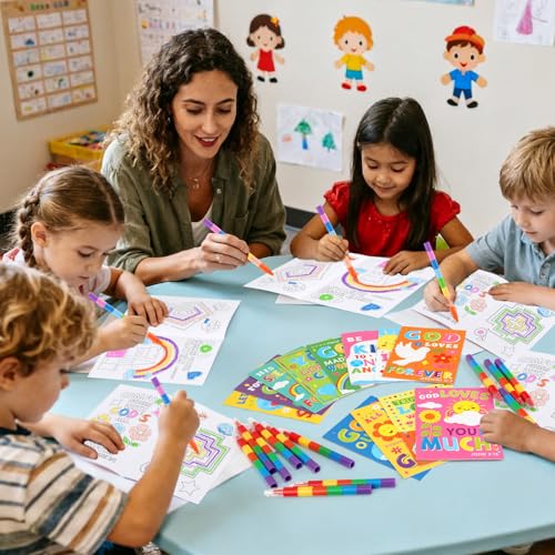 24 Mini Bible Coloring Books for Kids | Christian Party Favors
