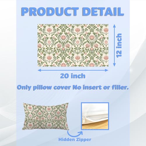 Boho Floral Pillow Cover 12x20 - Soft Flannelette Decor