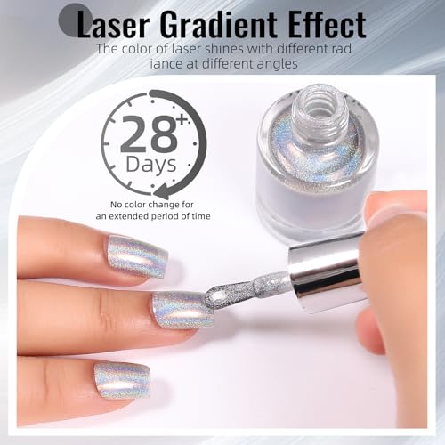 Holographic Glitter Nail Polish 10ml - Iridescent Chrome Effect for Women