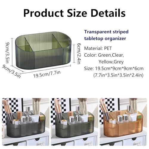 DASITON 5-Slot Acrylic Makeup Brush Holder - Vintage Striped Vanity Organizer