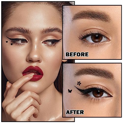 Black 5-Shape Double-Headed Liquid Eyeliner Stamp Set for Creative Eye Makeup