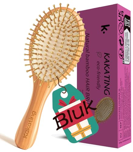Kakating Bamboo Hair Brush Set - 2 Pack Natural Wooden Detangling Brushes