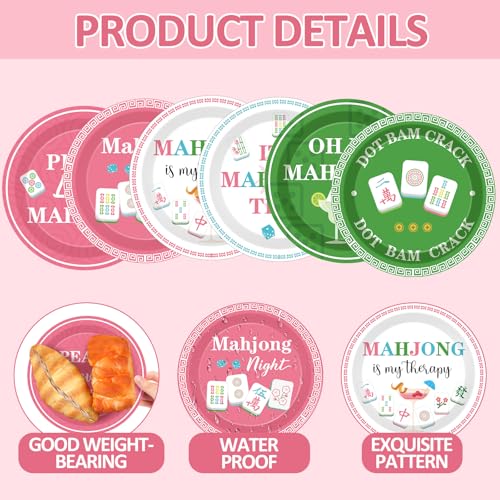 48PCS Mahjong Disposable Paper Plates - 7 Inch Party Supplies