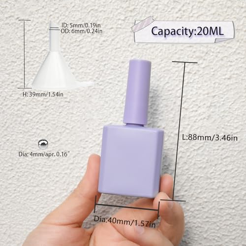 6PCS Purple Glass Nail Polish Bottles - Refillable & Leak-Proof