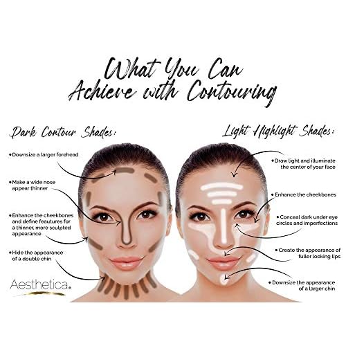 Aesthetica Cosmetics Cream Contour and Highlighting Makeup Kit - Contouring Foundation/Concealer Palette - Vegan & Cruelty Free - Step-by-Step Instructions Included