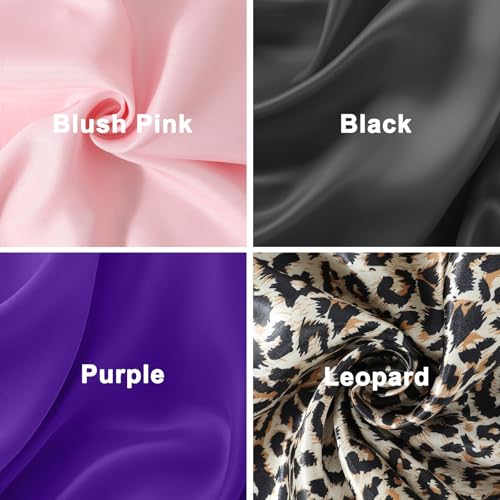 DEMAZALO Extra Large Silk Bonnet for Braids & Curly Hair - Black, Purple, Blush Pink, Leopard