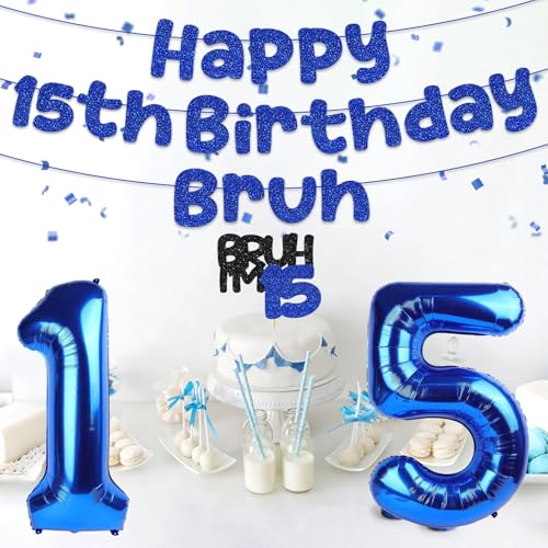15th Birthday Party Decorations Set for Boys - Blue Theme Kit