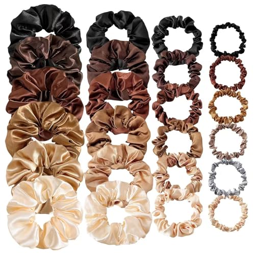 24 Pcs Big Satin Hair Scrunchies for Women | Soft Elastic Hair Ties