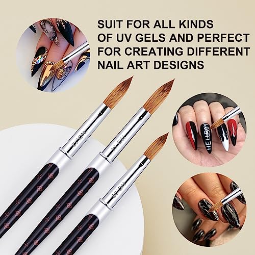 Shine Chance Black 14 Size Acrylic Nail Brush Set - Kolinsky & Cleanup Brush
