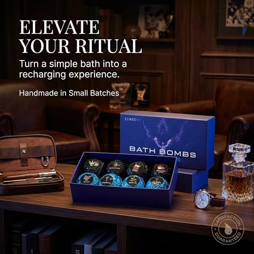 ZenseMe Tranquility Mens Bath Bombs Gift Set - 8 Natural Manly Scents