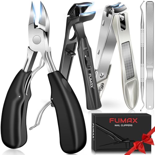FUMAX Heavy Duty Toenail Clippers for Thick Nails & Ingrown Toenails - 5-in-1 Senior Nail Care Set