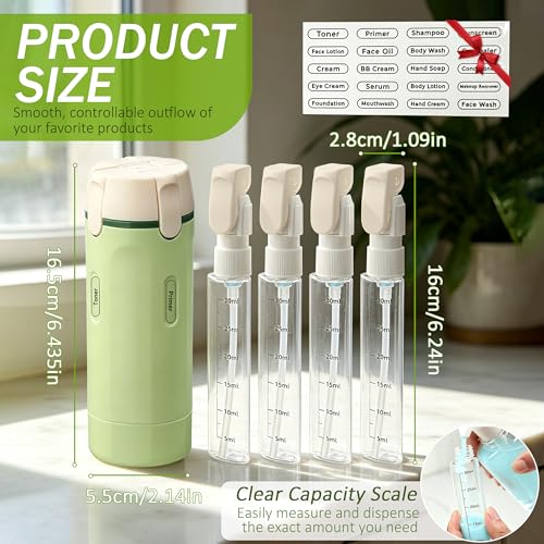 Dyseupl 4-in-1 Travel Dispenser Bottle - TSA Approved, Leakproof, Green