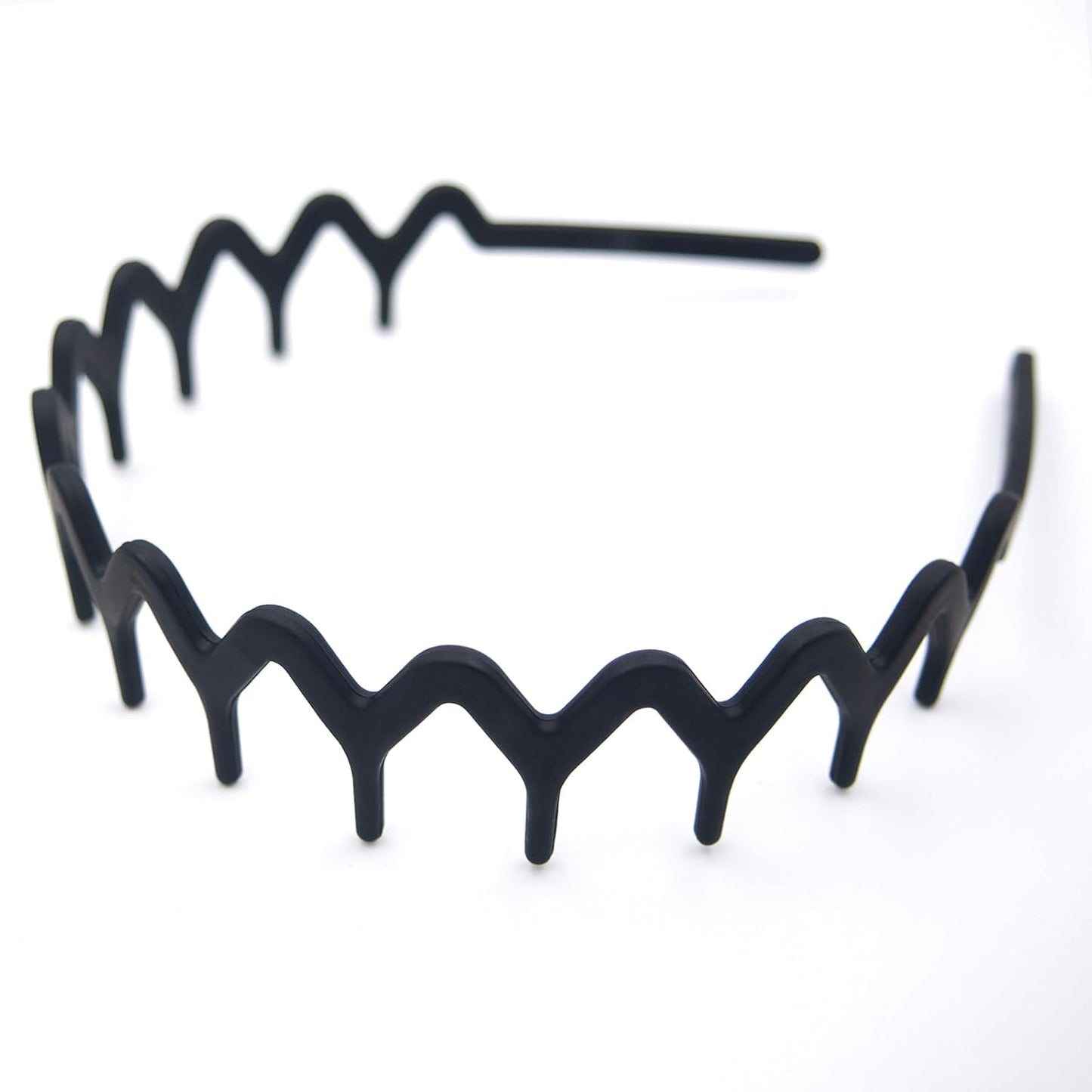 Zig Zag Headbands - Non-Slip Wavy Hair Accessories for Women & Men | 2pcs Matte Black