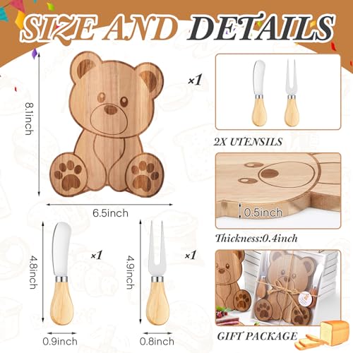 Bear-Shaped Cheese Board Gift Set with Knives for Baby Showers